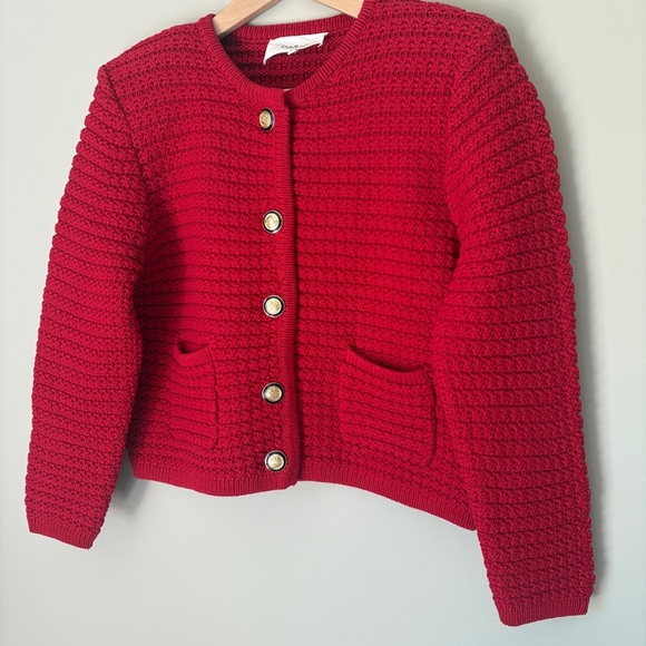 NEW Ba&sh Bash Gaspard  Tweed Cardigan Jacket in Red | size 2 / M - Picture 8 of 14